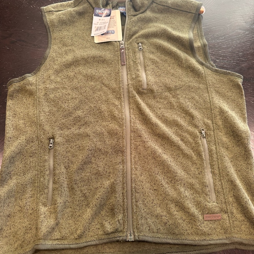 Men's Olive Green Zip-Up Vest Smiths Brand Size Large‎